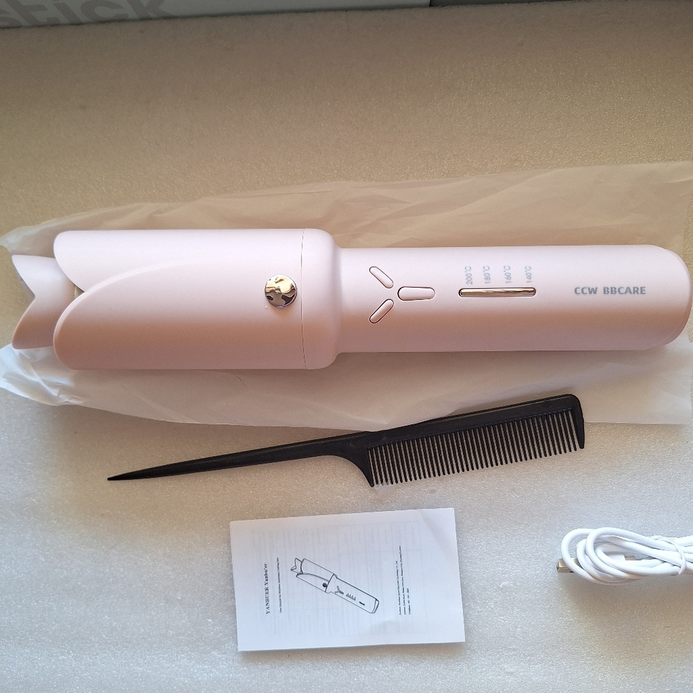 Cordless Automatic Hair Curler, USB Rechargeable Auto-Rotating Curling Iron NEW